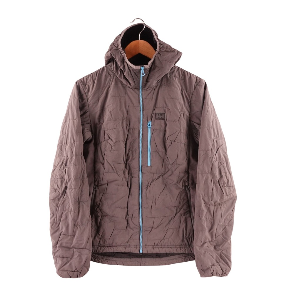 Helly Hansen Womens Small Lifaloft Insulated Hooded Jacket Gray Primaloft Zip